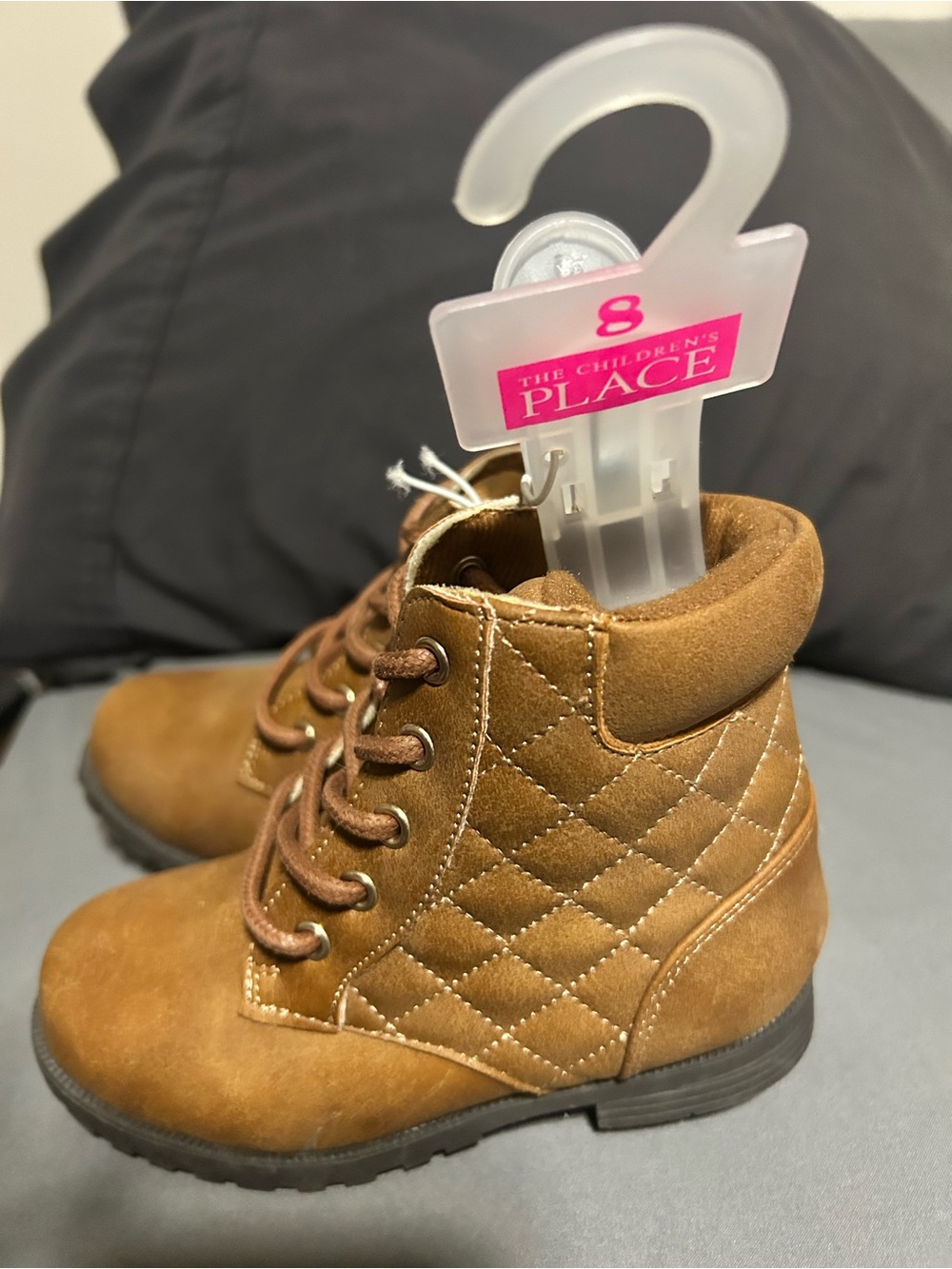 The Children's Place Girls Tan Quilted Lace-Up Boots